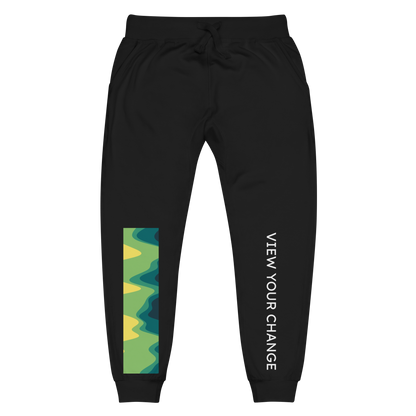 Abstract Green fleece sweatpants